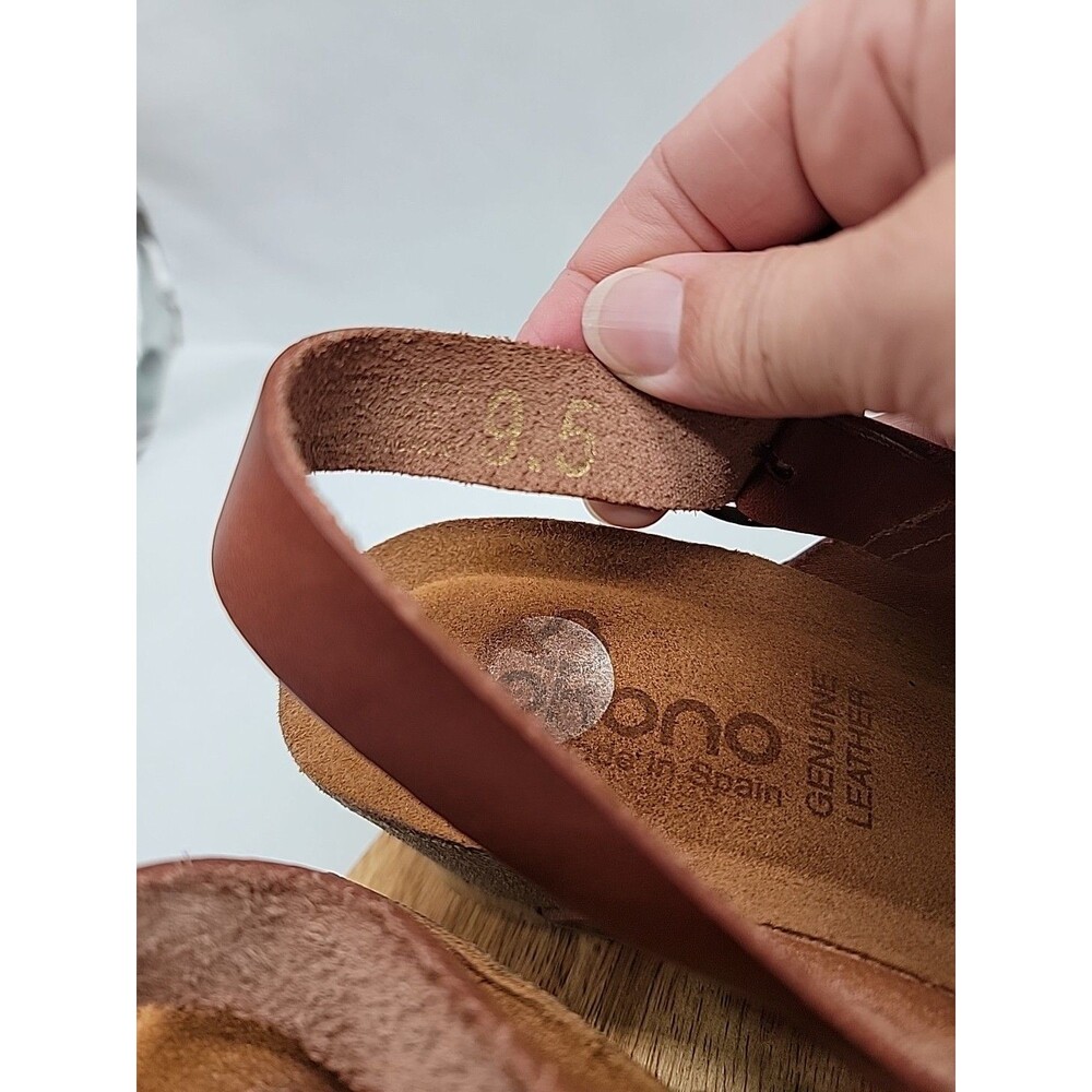 Yokono Womens Brown Leather Cross Strap Wedge Sandals Shoes SZ 9.5 Made in Spain - Picture 6 of 10